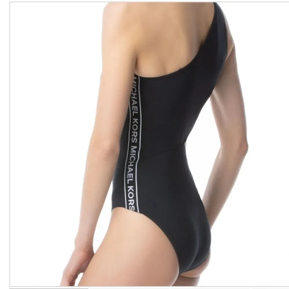 Micheal Kors Black Signature Logo Side Cutout Women's  One-piece swimsui…